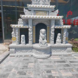 三明芝麻白中国黑石材套墓 花岗岩墓碑