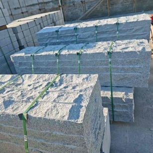 三明芝麻白自然面整石 坐凳