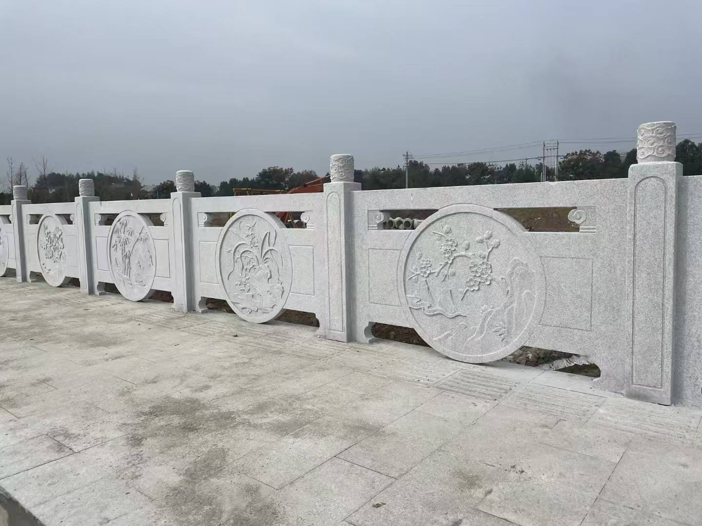 三明芝麻白河道栏杆 石材栏杆